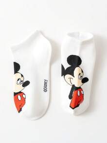 Disney 1/3 双迪士尼袜子，白色学院风短袜，男女皆宜，浪漫可爱的米奇图案装饰，柔软透气舒适，中筒袜，适合情人节装扮、户外活动、派对礼物、旅行。 - 彩色 - 查看 5