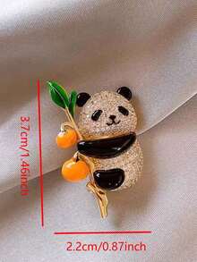 1 PC Creative Persimmon Lucky Panda Brooch, Fully Rhinestone, High-End Exquisite Fashion Anti-Exposure Pin, Clothing Decoration Accessory, Versatile Backpack Pin - Perfect Gift For Halloween, Christmas - Multicolor - View 3