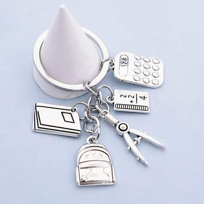 1pc Unisex Creative Retro Book Bag Charm Keychain, Suitable As Gift For Friends And Classmates