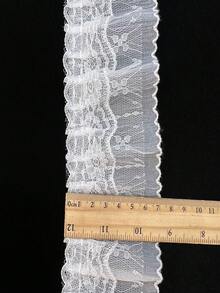 7cm de ancho Volante de encaje de gasa DIY fruncido para ropa, dobladillo de vestido, textiles para el hogar, disfraces - Blanco - Ver 2