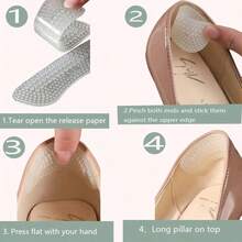 4/10/20 piezas Topes de talón de silicona antideslizantes - 3 sets de plantillas impermeables para zapatos, almohadillas antideslizantes para tacones altos de mujer, cojines para talones de hombre, adecuados para diversos zapatos, cuidado de talones, prevención de ampollas y mayor comodidad - Almohadilla de talón transparente - Ver 5