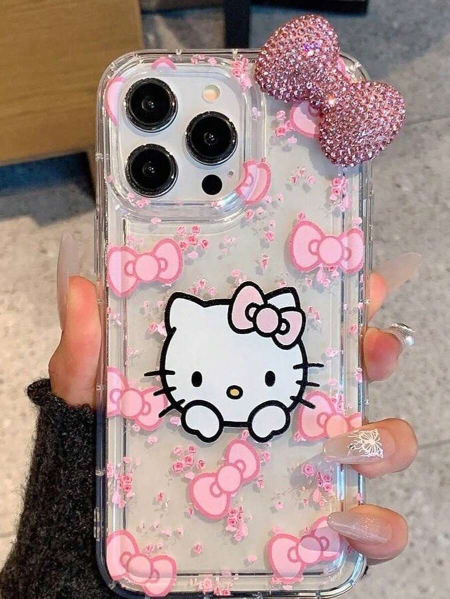 SANRIO 1 chiếc ốp lưng điện thoại trong suốt có đệm khí, họa tiết nơ màu pastel, phù hợp với 11-17 Pro Max - Hồng - Xem 1