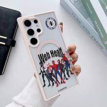 Miniso 1pcs Marvel Spider-Man Web Head Multiverse Spider-Heroes Group Slogan Design Phone Case Transparent Magnetic Shockproof Case Suitable For Samsung S26 Ultra/S26 Plus/S26/S25 Ultra/S25 Plus/S25/S24 Ultra/S24 Plus/S24/S23 Ultra/S23 FE/S23 Plus/S23/S22Ultra/S22 Plus/S22 Stocking Stuffers The Girlfriend - 淺灰色 - 查看 3