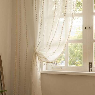 1 Stück dicke Leinen-Halbtransparent Blau gestreifte Fenstervorhang, minimalistisch elegant für Schlafzimmer, Wohnzimmer, Balkon, Erkerfenster, bodenlang