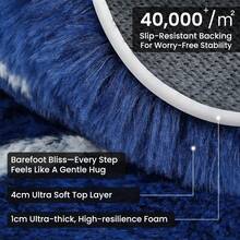 Sour Lemon Fluffy Area Rug Thick & Shaggy Carpet For Living Room & Bedroom Floor, Home Decor Anti-Slip Soft Carpet Floor Mat - Blue & White Waves - View 3