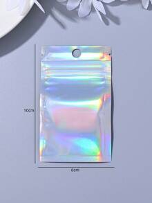 100pcs Fashionable Holographic Glossy Resealable PE Plastic Bags, Reusable Dust-Proof Bags For Jewelry, Earrings, Necklace, Party Packaging - Packaging Bag - View 6
