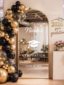 Pegatina personalizada de espejo para el gráfico de asientos de graduación - Decoración de temporada de graduación DIY Pegatina de boda - Pegatina de gráfico de asientos de espejo - Bienvenido a la pegatina de espejo de graduación - Pegatina de letra de espejo personalizada - Recién graduado - Decoración de temporada de graduación/Cartel de bienvenida de boda moderna/Nombre y fecha de recién casados personalizada - Multicolor - Ver 2