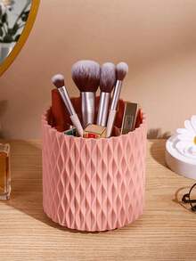 1pc Solid Color Rotatable Makeup Brush Holder, Rotating Makeup Brush Organizer - Desktop Pen Cup/Cosmetic Storage Box, Suitable For Bathroom Essentials - A - View 7