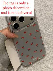 Cute Cherry Silver Minimalist Phone Case Compatible With IPhone 17 Pro Max, 17 Pro, 16, 15, 14, 13, 12 Pro Max, Cute Shockproof Soft Case - Cherry - View 8