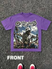 GODSPEED OUTDOOR GRABBA Street Wear, Y2K 180g Pure Cotton Round Neck Short Sleepe T-Shirt, Funny Black Graphic Tee, Breathable, Comfortable And Skin-Friendly Fabrics Suitable For Summer Wear And As A Gift - Màu tím - Xem 2