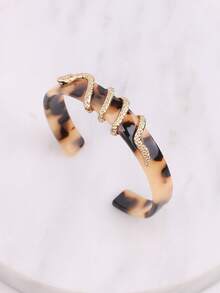 sehuoran 1pc Creative Leopard Print Resin Snake Skin Wave Design Cuff Bracelet, Retro Punk Style Unique Accessory For Women - BR0060 - View 6