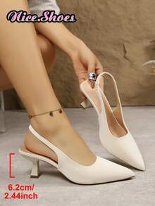 Giày sandal cao gót mũi nhọn quai hậu kiểu dáng mới mùa hè, thanh lịch, đa năng, phù hợp cho công sở và sinh hoạt hàng ngày, màu kaki/be/đỏ rượu/đen. - trắng - Xem 3