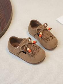 1 Pair Children's Beaded Birkenstocks Style Flat Shoes, Soft & Comfortable, Essential For Spring & Autumn - Brown - View 8