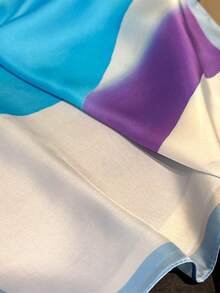 1 Piece 70cm Color Block Satin Square Scarf, Minimalist Geometric Neck & Head Bandana, Multi-Use Fashion Accessory For Women,Travel Essential,Holiday - Multicolor - View 2