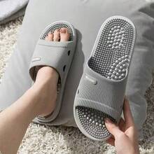 1 Pair - Unisex Massage Slippers. Summer Bathroom Non-Slip Slippers (Massage Nodes Height Randomly Vary). Summer Multi-Purpose Bathroom Slippers, Beach And Casual Massage Slippers. - Dark Blue - View 5