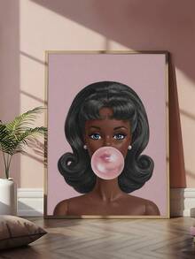 1 pieza Póster de chica de chicle, arte de pared estético rosa, decoración de habitación preppy, impresión de moda vintage, decoración maximalista, regalo de festival, el regalo ideal para amigos, impresión de arte de dormitorio, decoración de sala de estar, decoración de oficina, decoración de cocina, decoración de baño, arte de pared, decoración de pared, decoración del hogar, decoración de habitación, arte de pared en lienzo, pósteres, arte de pared con marco, marco opcional - 1 unidad - Ver 6