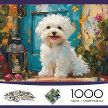 1000pcs Puzzle Featuring A Maltese Dog In An Oil Painting Style - A Soothing Depiction Of A Maltese Dog Amidst A Garden, Characterized By Fine Brushwork And Bright Colors, Perfect For Family Fun, Pet Lovers, And Creative Hobbyists - 70*50cm/27*19 inch - Xem 8