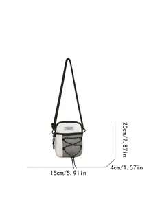 1 chiếc túi đeo chéo đựng bình nước bằng vải canvas kẻ caro xanh trắng, kiểu dáng Hàn Quốc, có khóa bấm và dây rút, thích hợp cho nam giới đi chơi hàng ngày, dã ngoại hoặc dạo phố. - Nhiều màu - Xem 6