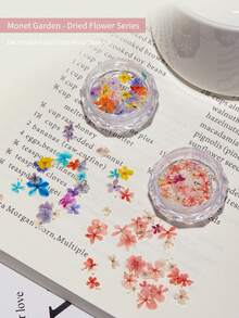 Adesivos de Arte de Unhas com Flores Secas de Jardim Primavera/Verão, Adesivos de Arte de Unhas com Flores Secas Reais, Decoração de Unhas DIY, Encantos de Unhas - Multicolorido - Visão 8