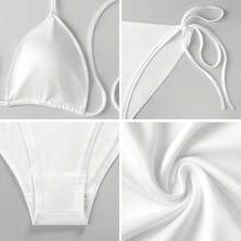 Women's Elegant Floral Pattern Bandeau Bikini Top And Bottom In Short Length With Slight Stretch - 混合色 - 查看 6