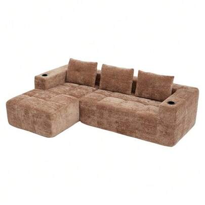 258 Cm Wide, Fully Folded L-Shaped Sofa With Three Cushions – A Classic, Minimalist And Comfortable Sofa, Perfect For Small Living Rooms And Apartments.