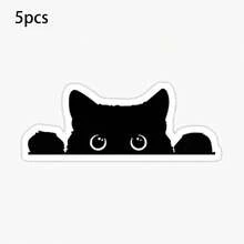 1/2/5 pièces Autocollant vinyle mignon de chat noir qui dépasse, convient pour le rétroviseur de voiture, l'ordinateur portable, la bouteille d'eau, les accessoires de voiture - A - Voir 5