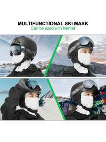 1个/2个装男女通用印花滑雪面罩，纯色拉法帽式保暖颈套，适合日常使用、户外旅行、徒步、滑雪、骑行 - 多色 - 查看 3