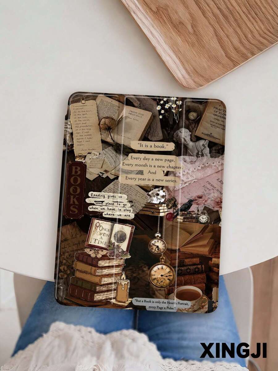 Brown Bookstore Slogan Design Tablet Protective Case, Tri-Fold Stand Protective Shell With Pencil Slot, Sleep/Wake Support, Compatible With IPad (A16) 11 Inch 11th Gen 2025/10th Gen, 10.2 Inch, Pro 2021/2020, Galaxy Tab A8 10.5 Inch 2022, Matepad 10.4/Tab, Anti-Drop, Practical Gift, Gift For Kids/Family - Multicolor - View 1