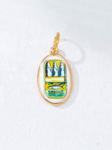 1pc Y2K Style Enamel Cat & Fish Pendant, Gold Plated DIY Jewelry Making Accessory, Summer Theme Pendant Suitable For Bracelet, Necklace, Earrings Handcraft, Pendant DIY Material - Multicolor - View 7