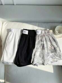 Set de 3 shorts casuales con estampado de lunares, estampado de leopardo claro y estampado de leopardo marrón oscuro, de tela tejida, adecuados para uso diario, set de shorts con estampado de camuflaje, adecuados para el uso diario, citas, fiestas, otoño/invierno/verano, Navidad, Año Nuevo, Acción de Gracias, fiestas, bodas, playa, ceremonias de graduación, moda, elegante, casual, salidas, citas, reservas, viajes, brillante, Día de San Valentín, elegante, vacaciones, casual, Y2K, salidas, ceremonias de graduación y otras ocasiones. - Multicolor - Ver 4