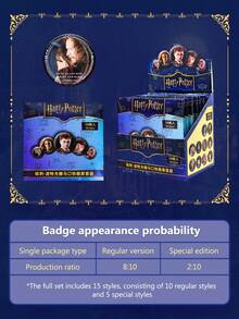 Harry Potter 一套哈利波特复古圆形胸针，官方授权角色徽章，背包装饰，粉丝礼物，返校季礼物 - 查看 4