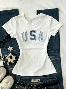 Camiseta de manga corta con pliegues casual para mujer, versátil para el verano - Blanco 2 - Ver 6