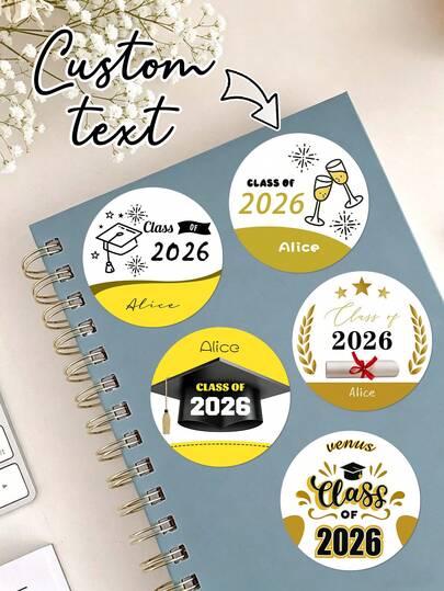 Nhãn dán tốt nghiệp hình tròn tùy chỉnh / Logo lớp tốt nghiệp năm 2026 cá nhân hóa / Nhãn dán / Đồ dùng học tập / Đồ dùng làm sổ lưu niệm / Đồ dùng học tập / Lễ tốt nghiệp / Quà tặng tốt nghiệp / Đồ dùng thiết yếu cho trường học / Đồ dùng tiệc tốt nghiệp năm 2026