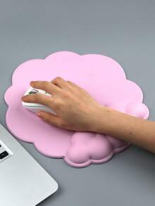 Cute Solid Color Cloud Mouse Pad, Exquisite PU Leather Wrist Pad Wrist Support, Comfortable Memory Foam Wrist Pad Is Suitable For Computer Laptop Game Office And Relieves Pain In White - View 2
