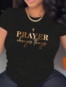 Camiseta Casual Negra con Estampado de Moda 2026 - Negro - Ver 5