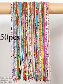 1 Set de cadena de cuentas de acrílico multicolor bohemio y arcoíris, joyería corporal, cadena para la cintura, regalo para mujeres, adecuado para decoración de vacaciones de verano en la playa - Multicolor - Ver 8