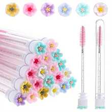 10pcs Mascara Wand Set, Eyelash Brush, Eyelash Curler, Makeup Tools (Floral Design) - Multicolor - View 4