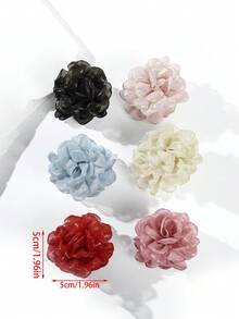 1pc/2pcs 5cm/1.96in Small Size Solid Color Shiny Glitter Flower Hair Claw Clips, Suitable For Thin Hair, Versatile For Daily Wear, Party And Event Styling Summer Hair Accessories Hair Clips Beach Hair Clutch - Multicolor - View 3
