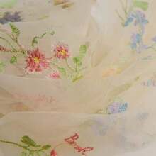 Designer Spring/Summer DIY Fabric: Modern Botanical Pattern Dense Mesh Multicolor Embroidered Fabric - Multicolor - View 26