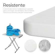 Raganet Mesa de Servicio Plegable de Plastico Ajustable en 8 Alturas Diferentes Mesa de 76cm Largo y 50cm Ancho Interior y Exterior Plastico Reforzado Color Blanco - como en la imagen - Ver 8