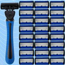 Set Pisau Cukur 6 Lapis Klasik untuk Pria: Kit Pencukur Bulu Manual dengan Pegangan Anti Selip dan Dapat Dicuci serta Mata Pisau untuk Pencukuran Halus, Bersih, dan Rapi – Sempurna untuk Perawatan Sehari-hari dalam 10 Situasi, Alat Penting untuk Pria - biru - View 19