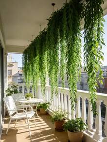 10/5/1pc Artificial Hanging Leaf Vine Fake Willow Branch Vine Simulation Plastic Plant Green Leaves Fake Ivy Suitable For Wall Balcony Garden Wedding Window Sill Party Wreath Decoration Jungle Decoration Home Indoor Outdoor Garden DIY Basket Flower Pot Filler Wedding Party Decoration UV Resistant - Green - View 4