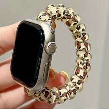 The New Fashionable And Luxurious Leopard Print Elastic Strap Is Compatible With Apple Watch Straps, Suitable For 38mm, 40mm, 41mm, 42mm, 44mm, 45mm, 46mm, 49mm, Men's And Women's Fashion Styles. It Is Suitable For The UltraS10/S11/9/8/7/6/5/4/3/2/1 Smart Wristbands (Excluding Watches) And Is The Best Gift For Girlfriends And Friends. It Is Suitable For Daily Wear, Gatherings, Dates, Giving To Friends, Giving To Girlfriends, Etc. - Yellow - View 1