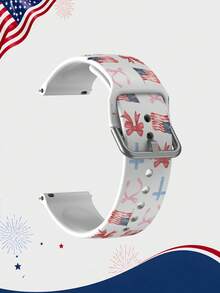 1条印有国旗、十字架、蝴蝶结图案的硅胶表带，20/22毫米通用表带，兼容三星、荣耀智能手表 - 硅胶表面图案表带，兼容GT2/GT3、Watch 3/Galaxy，是独立日、节日等各种场合的完美礼物，时尚可爱，防水运动替换表带，适合所有年龄段。 - 彩色 - 查看 1