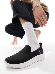 Skechers Slip-Ins: GO WALK Flex - Relish - 黑與白 - 查看 1