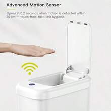 EKO - cubeta de basura automático para baño con tapa 2.6 galones delgado sin tacto cubeta de basura con sensor de movimiento impermeable para baño oficina cocina color blanco - Blanco - Ver 4