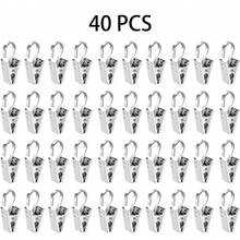 20/40 piezas Pinzas para cortinas, pinzas de acero inoxidable ligeras para luces exteriores de cuerda, decoración de fiestas, colgar fotos, carpas de camping, manualidades y exhibición - plata - Ver 7