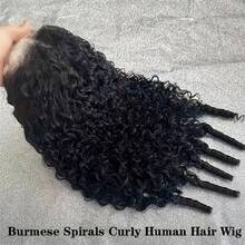 34 Inch Burmese Curly Wig Human Hair 250% Density Human Hair Wig 13x4 HD Lace Front Wigs Human Hair For Women Curly Human Hair Wig Natural Color - Natural Black - 查看 8