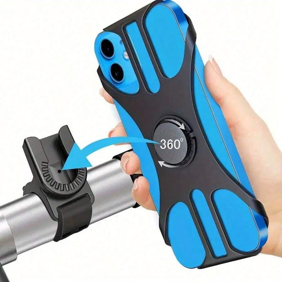 4-7 Inch Bicycle Phone Holder - 360° Rotatable Anti-Shock Anti-Slip Handlebar, Durable Black ABS GPS Bracket, Road/Mountain Bike Specific - Hands-Free Navigation Cycling Accessory, Stylish Phone Frame, Metal Clamp Mechanism - Multicolor - View 1
