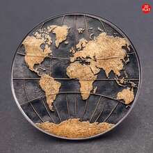 1pc Vintage World Map Brooch, Suitable For Various Events And Gifts, Adding A Touch Of Elegance - A - View 1